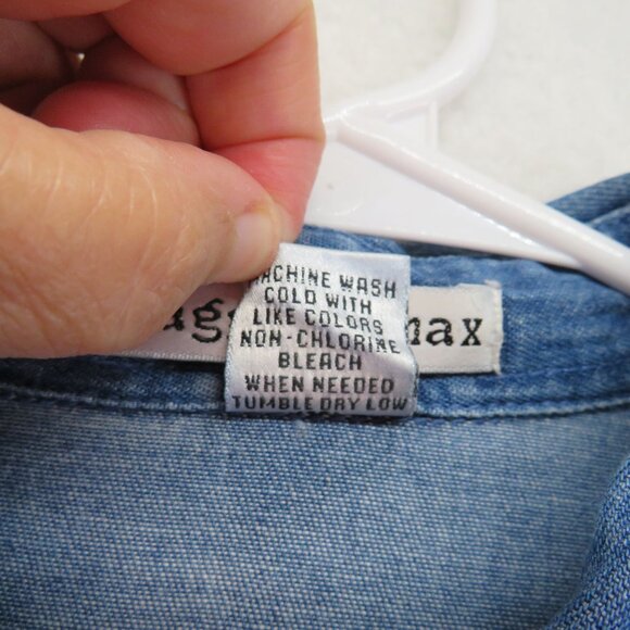 Maggie Max Shirt Womens Size Medium Embroidered Fall Floral Denim Blouse Vintage - Picture 5 of 8